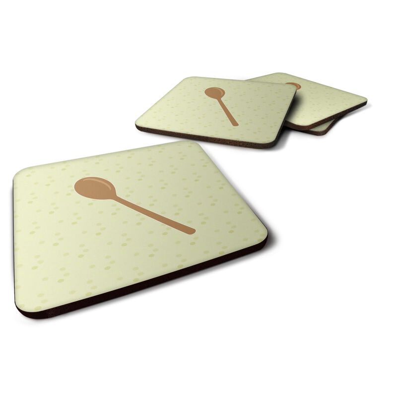 Caroline's Treasures Wooden Spoon on Green Decorative coasters, 3.5, Multicolor