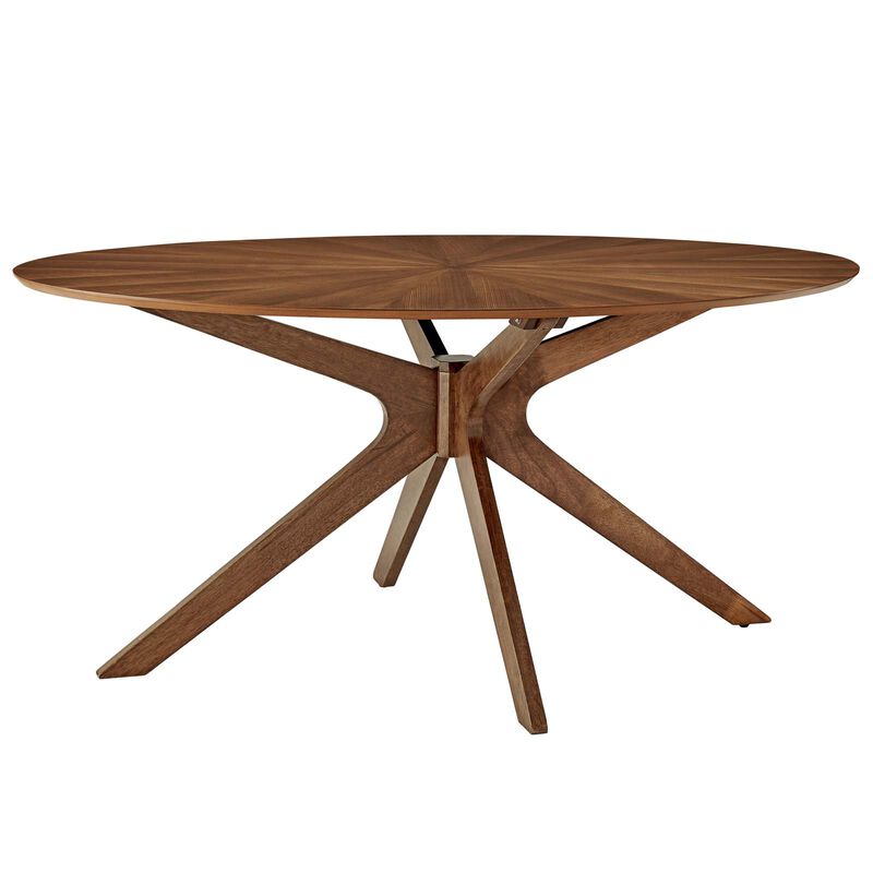 Modway - Crossroads 63" Oval Wood Dining Table Walnut image number 0