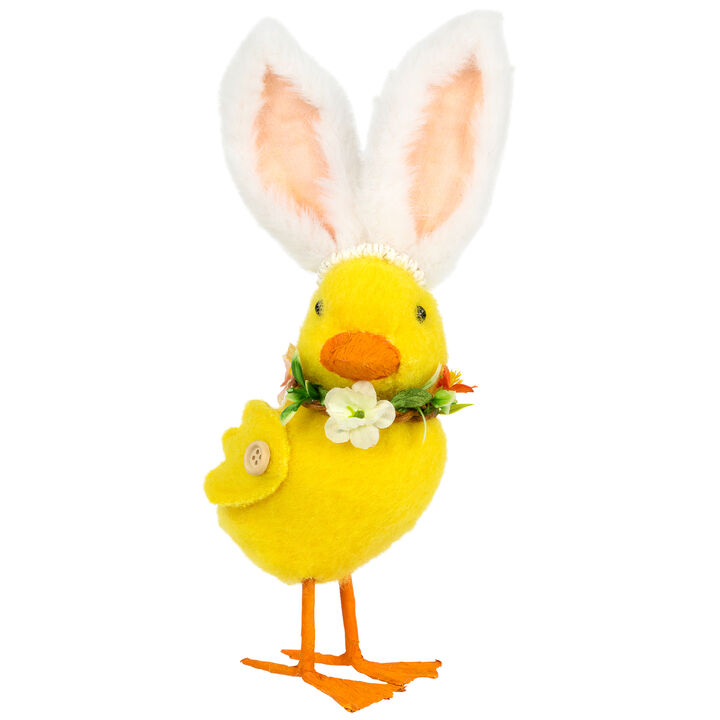 Duckling with Rabbit Ears Easter Figurine - 10" - Yellow