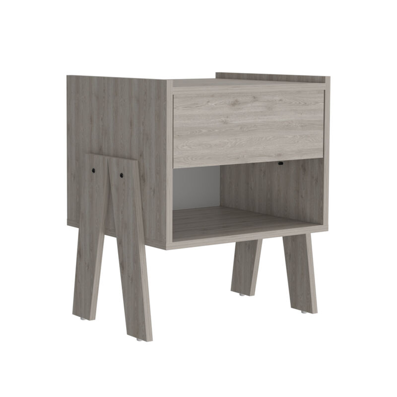 HomeRoots 22" Gray Wood One Drawer Nightstand image number 2