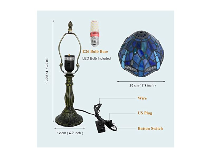 Tiffany Style Stained Glass Dragonfly Table Lamp For Living Room Bedroom image number 3