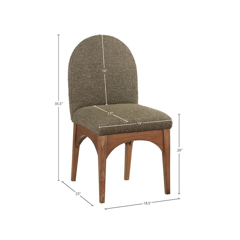 Meridian Furniture Waldorf Olive Boucle Fabric Dining Chair