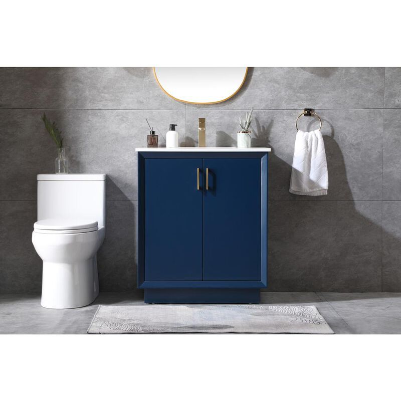 Elegant Kitchen and Bath 30 Inch SIngle Bathroom Vanity In Blue
