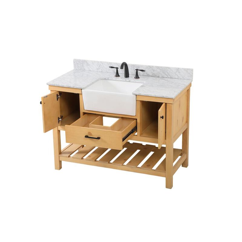 Elegant Kitchen and Bath 48 inch Single bathroom vanity in natural wood with backsplash