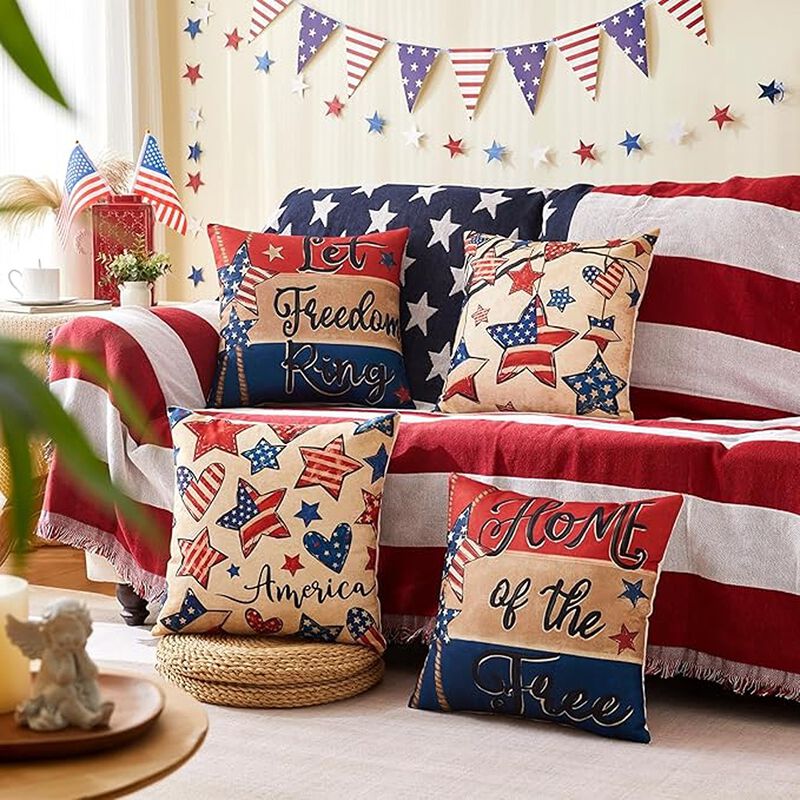 USA Flag Retro Fourth of July Cushion Case for Sofa Couch Decor image number 4
