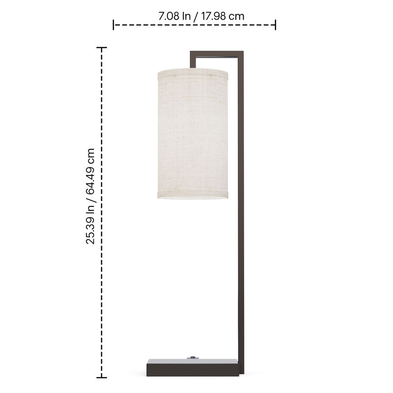 Rectangular Frame Table Lamp with Cylinder Shade - 25 in. - E26 Bulb Compatible - Modern Design