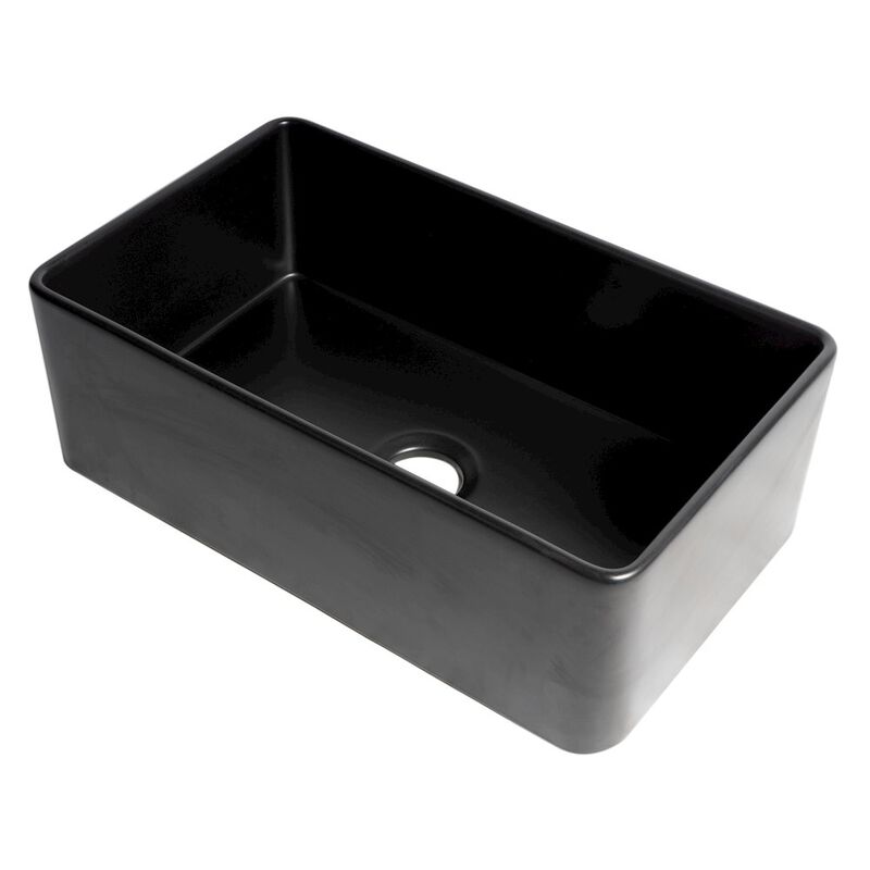 ALFI brand Black Matte Smooth Apron 30 x 18 Single Bowl Fireclay Farm Sink