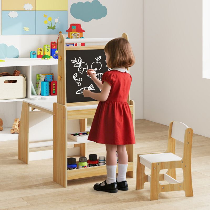 Children&rsquo;s Art Desk and Chair with Easel for Drawing and Reading image number 4