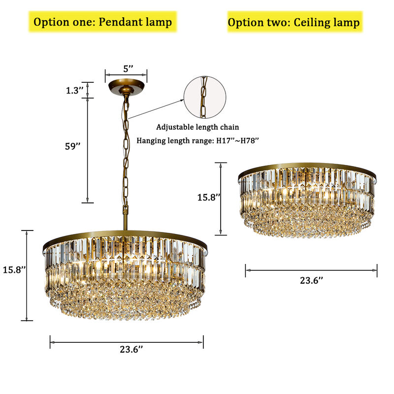 5 Lights 24" Traditional Gold Chandelier With Clear Crystal Accents image number 6