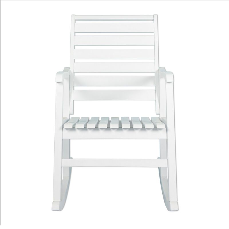 Carey Modern Slat Back Acacia Wood Patio Outdoor Rocking Chair
