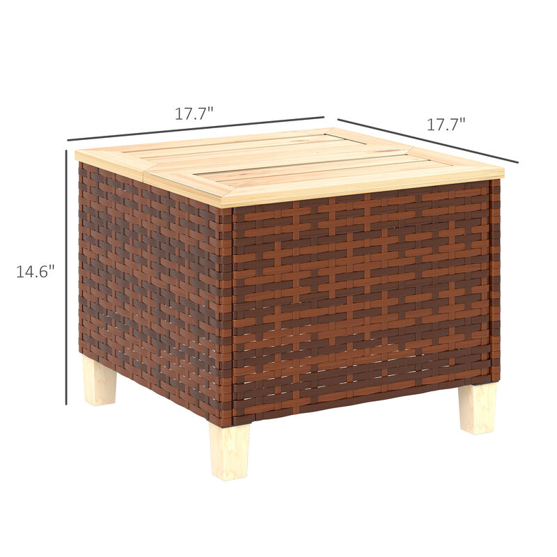 Hivvago Patio End Table with Fir Wood Legs image number 2