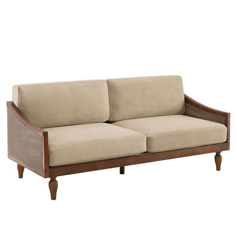 Zepcol Farmhouse Rubberwood Rattan Loveseat image number 6