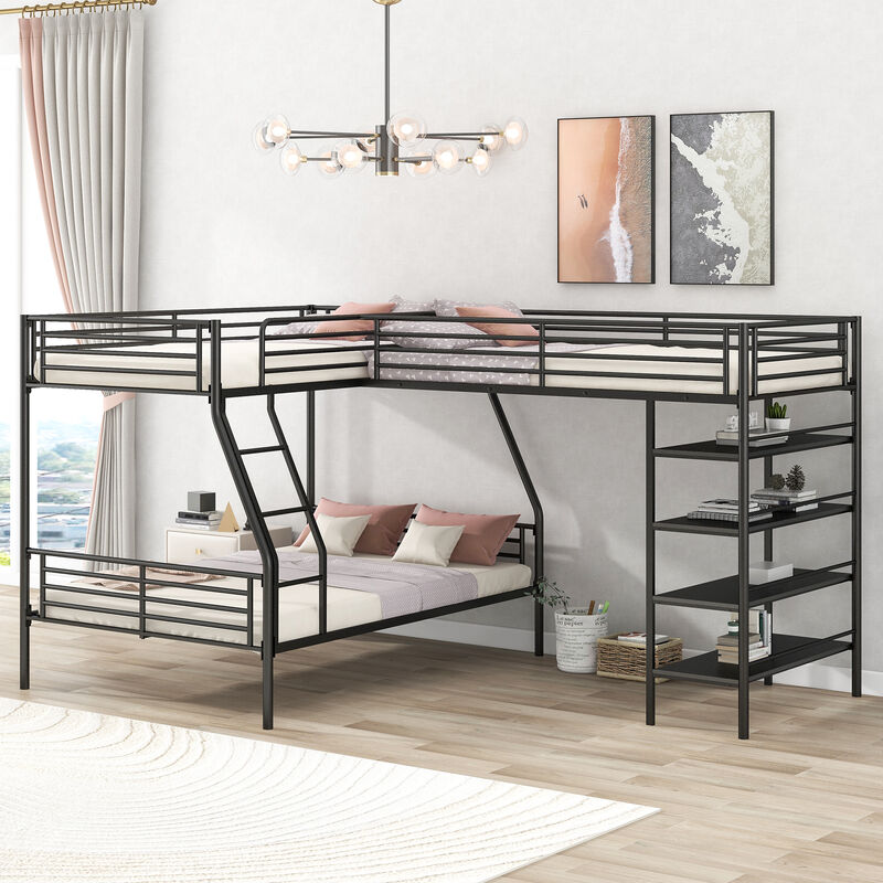 Merax L-Shaped Metal Twin over Full Bunk Bed