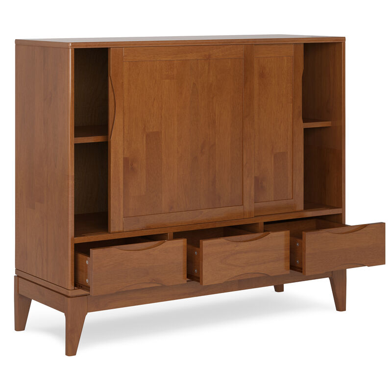 Harper 48 inch Wide Solid Hardwood Mid-Century Modern Medium Storage Cabinet in Teak Brown