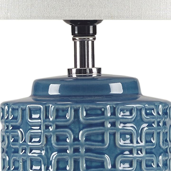 Gracie Mills Litzy Blue Geometric Ceramic Table Lamp