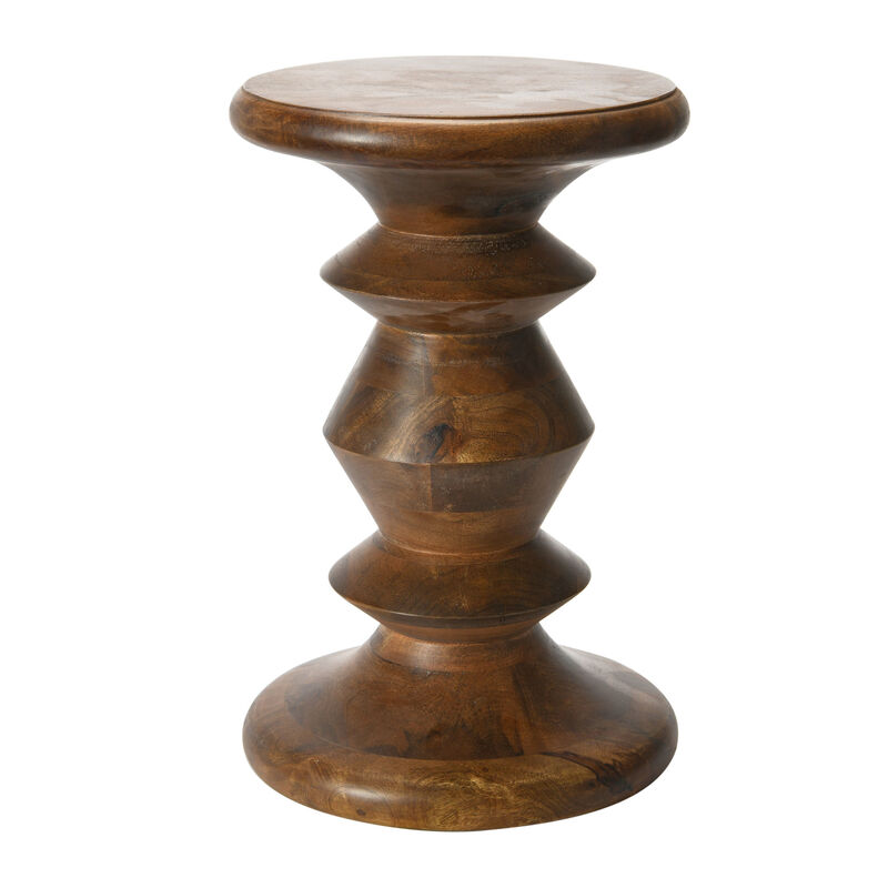 Berns Mid Century Modern Solid Wood End Table or Stool, Classic Walnut Finish image number 0