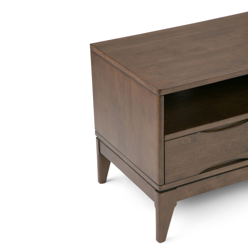 Harper SOLID HARDWOOD 60 inch Wide Mid Century Modern TV Media Stand in Walnut Brown For TVs up to 65 inches
