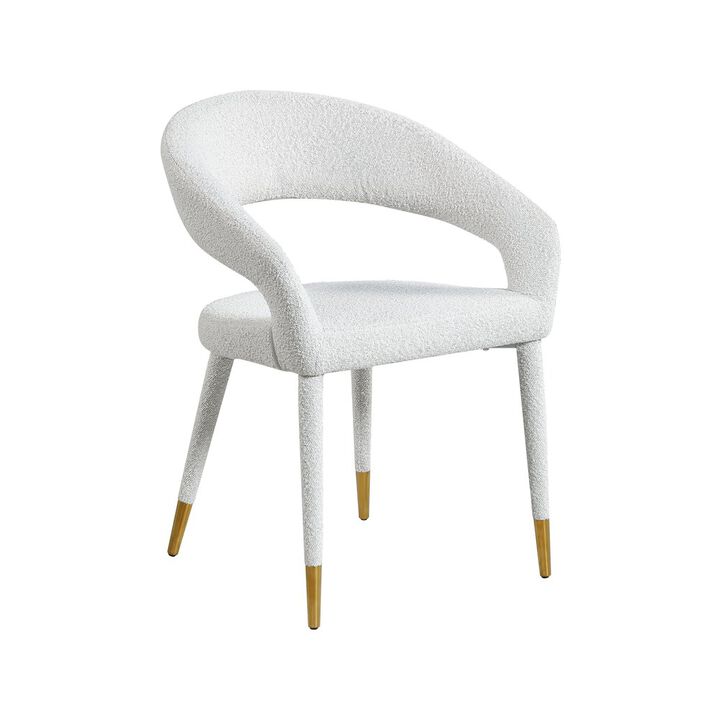 Meridian Furniture Destiny Cream Boucle Fabric Dining Chair