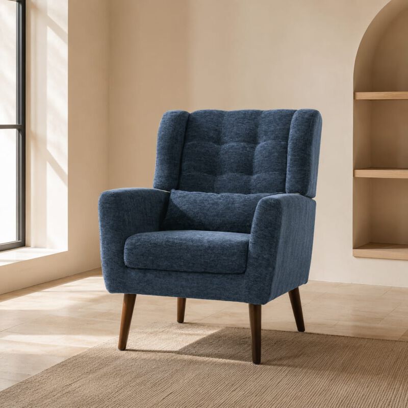 GOODSILO Upholstered Chenille Accent Armchair with Pillow, Comfy Padded Lounge Chair for Small Spaces, Living Room, Bedroom image number 2