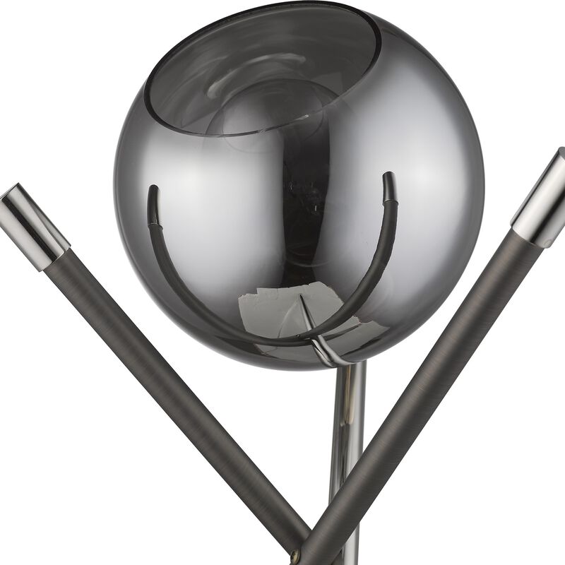 HomeRoots 18" Black Metal Tripod Table Lamp With Nickel Globe Shade image number 4
