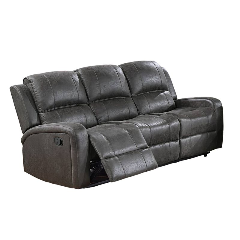Charles Manual Recliner Sofa, Smoke Gray Faux Leather, Wood, 78 Inch
