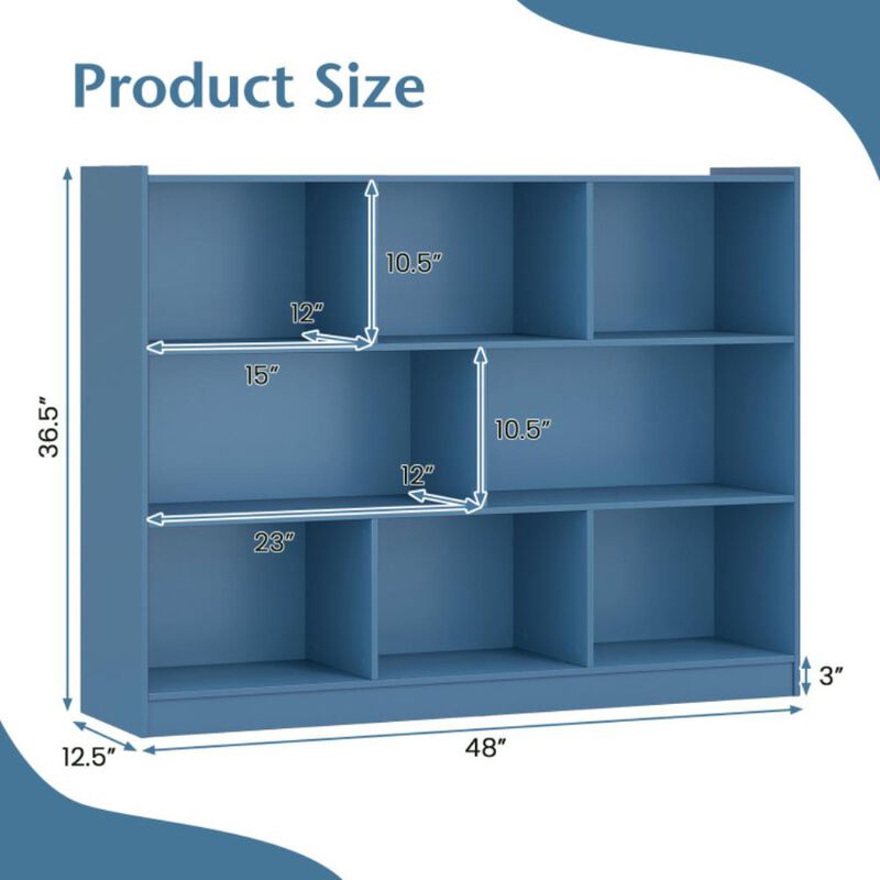 Hivvago 3-Tier Open Bookcase 8-Cube Floor Standing Storage Shelves