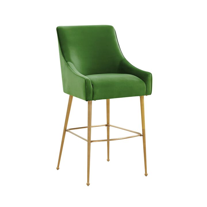 Tov Furniture Beatrix Velvet Upholstered Bar Stool - Gold Legs (Green, Bar Stool)
