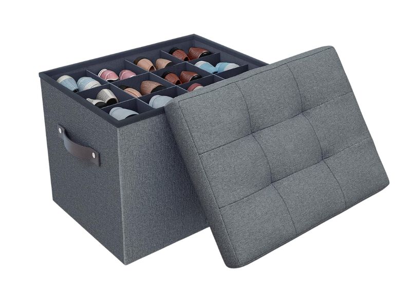 Shoe Storage Bench Adjustable Shelves Closet Ottoman Organizer image number 0