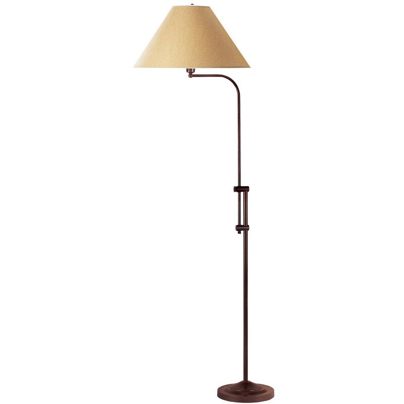 3 Way Metal Floor Lamp with and Adjustable Height Mechanism, Brown - Benzara