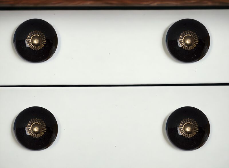 HomeRoots Set of Eight Brown And Black Ceramic And Metal Drawer Pull Knobs image number 1
