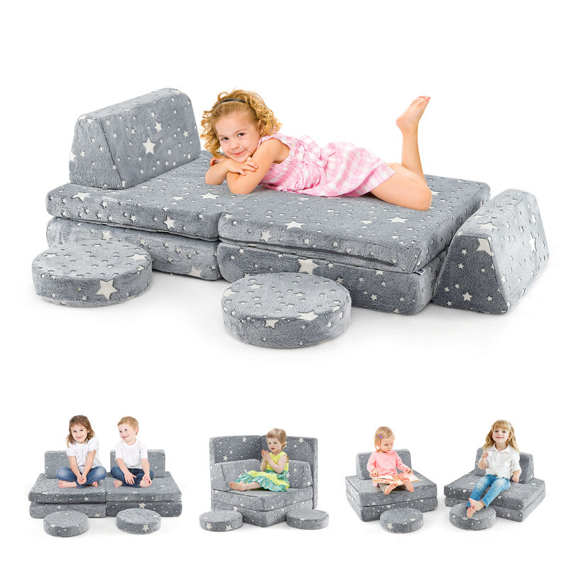 Modular Kids Play Couch Set Glow in the Dark with Portable Handles