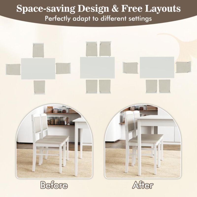 Hivvago 5-Piece Dining Set for 4 with Rubber Wood Legs for Small Dining Room