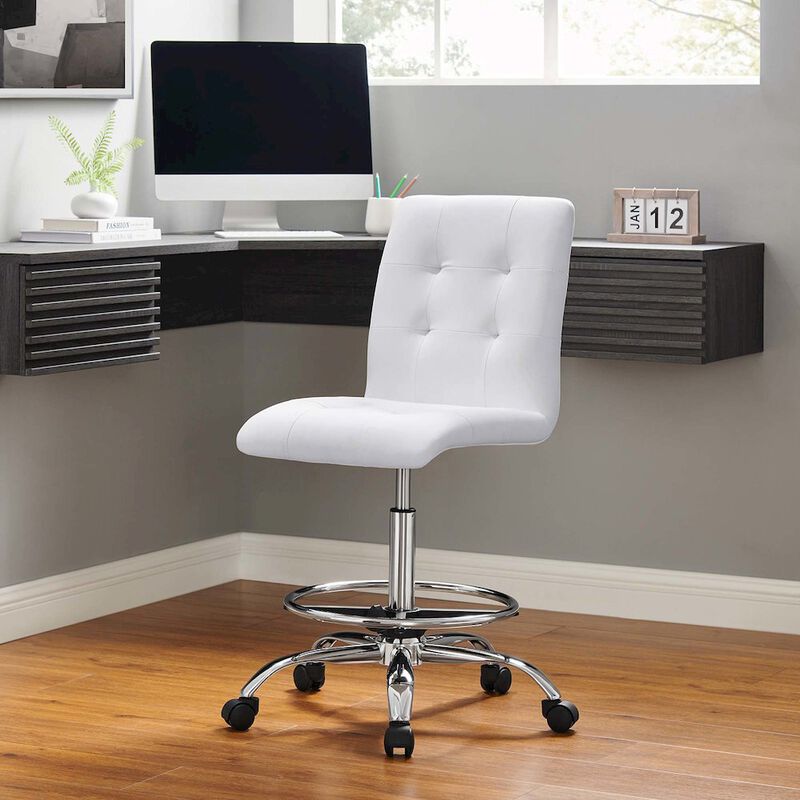 Prim Armless Vegan Leather Drafting Chair image number 7
