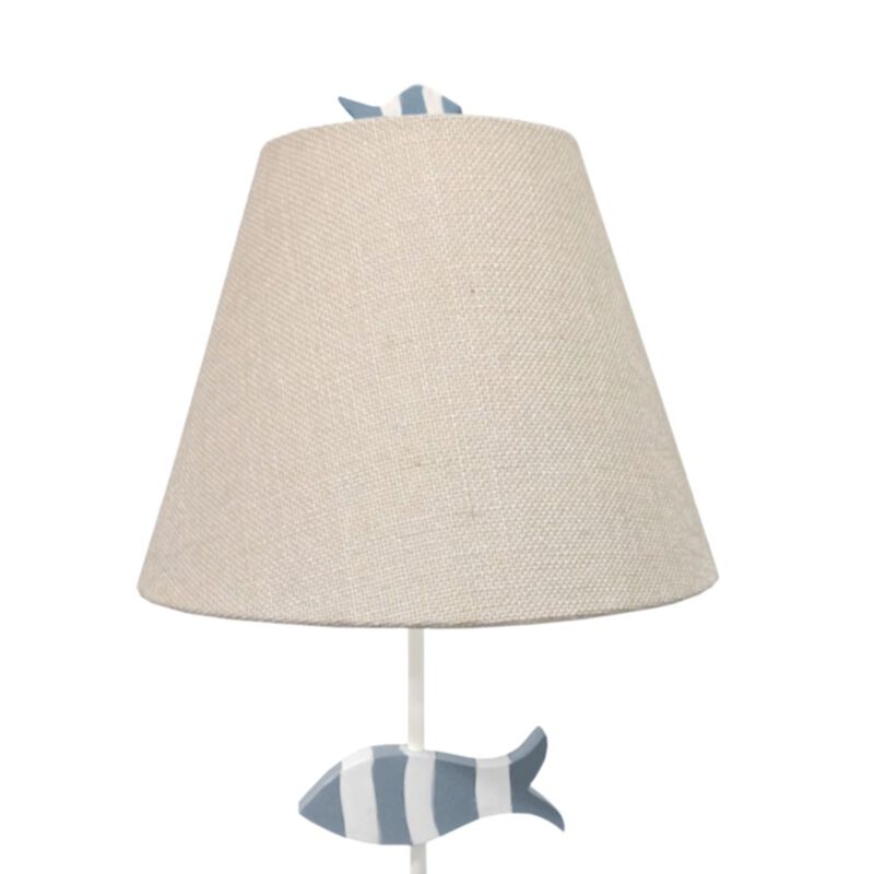 Lux Lighting School of Fish 28” Resin 3-Fish Table Lamp, Blue and White, (Set of 2)