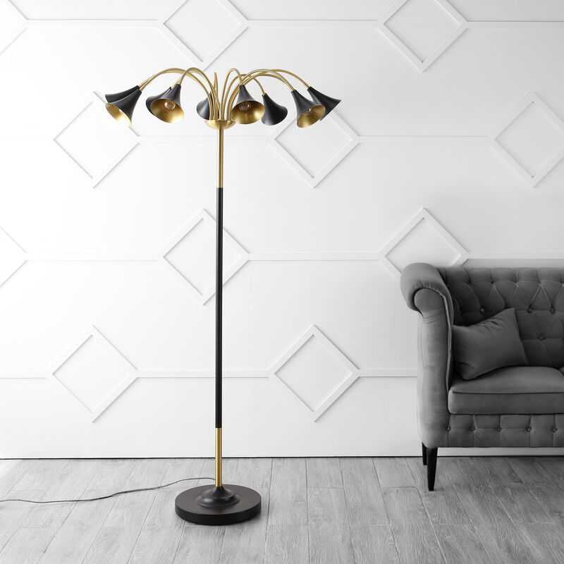 Vivian 10-Light Mid-Century Modern Iron Medusa Multi Head LED Floor Lamp