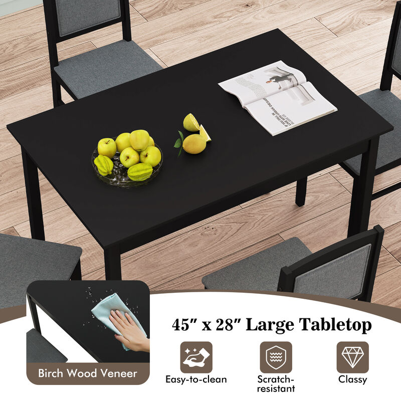 Wooden 5-Piece Kitchen Table Set for 4 with Durable Rubber Wood Legs