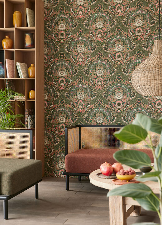 Nasrin Dark Green Damask Wallpaper (Set of 2)