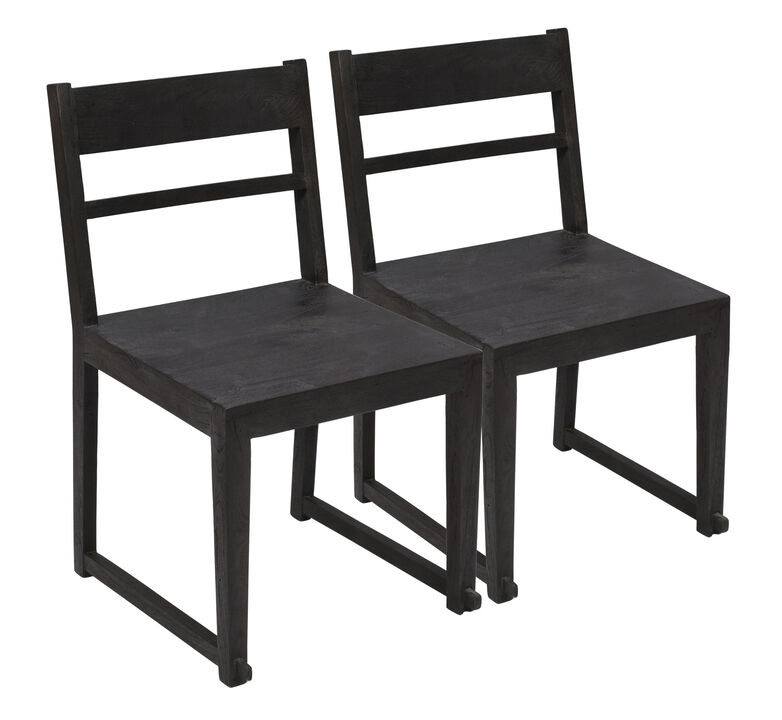 HomeRoots Set of Two Dark Gray Ladder Back Dining Side Chairs
