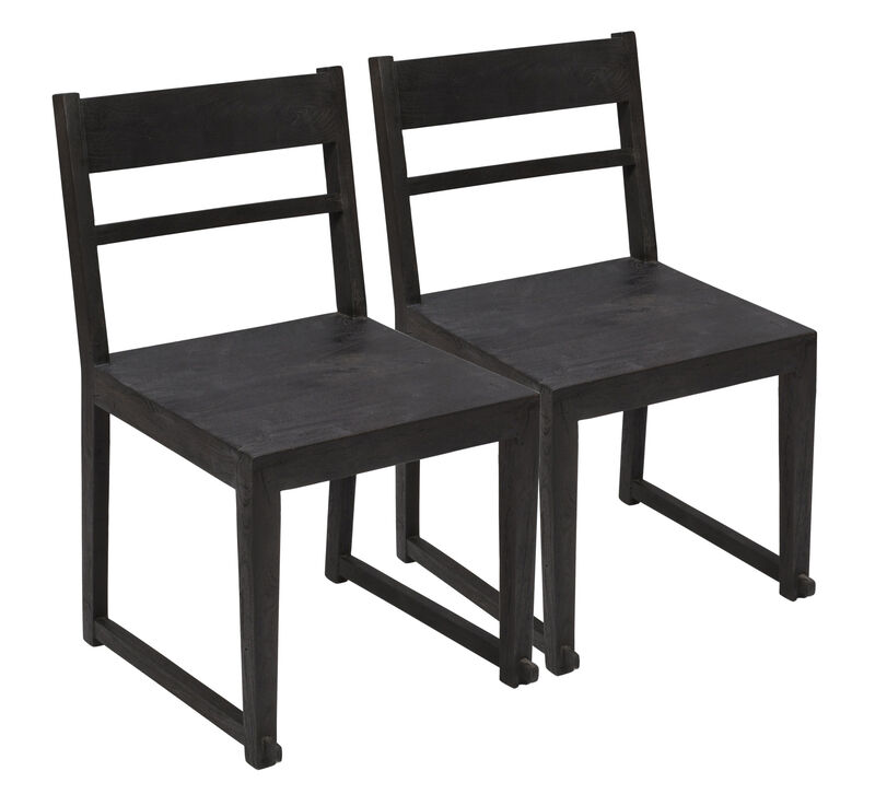 HomeRoots Set of Two Dark Gray Ladder Back Dining Side Chairs image number 0