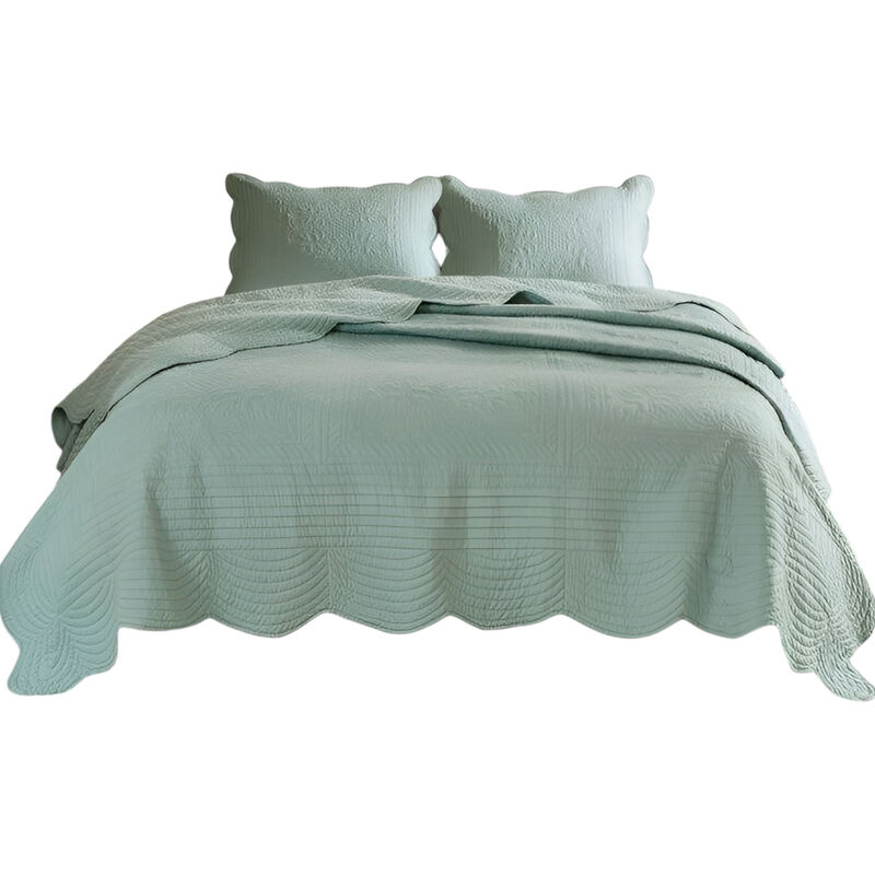 3-Piece Reversible Scalloped Edges Microfiber Quilt Set for Cozy Bedding and Decor