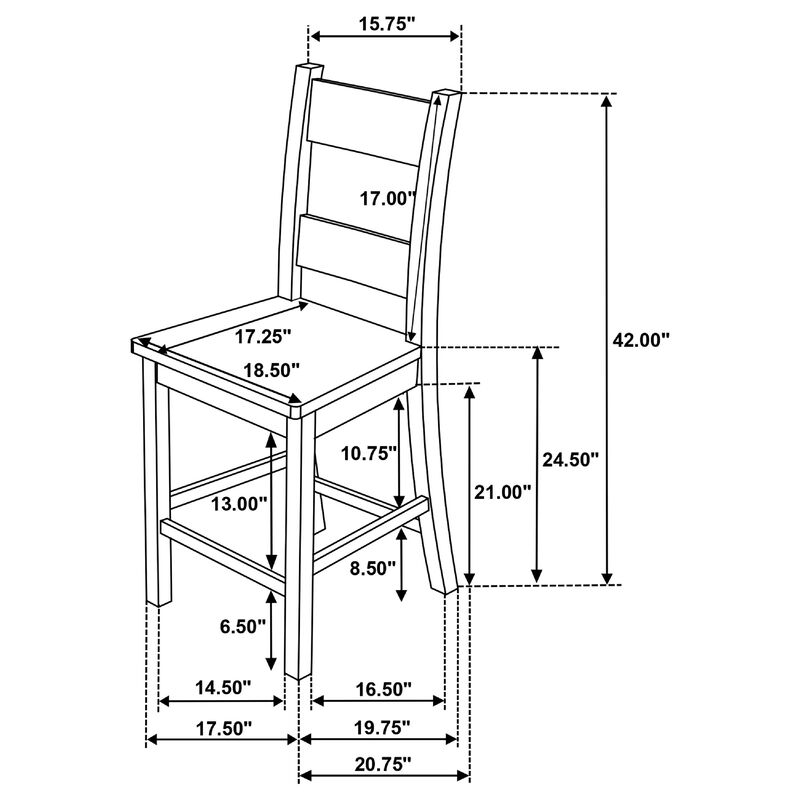 Dova Counter Height Chair Set of 2, Ladder Back, Vineyard Oak Brown image number 7