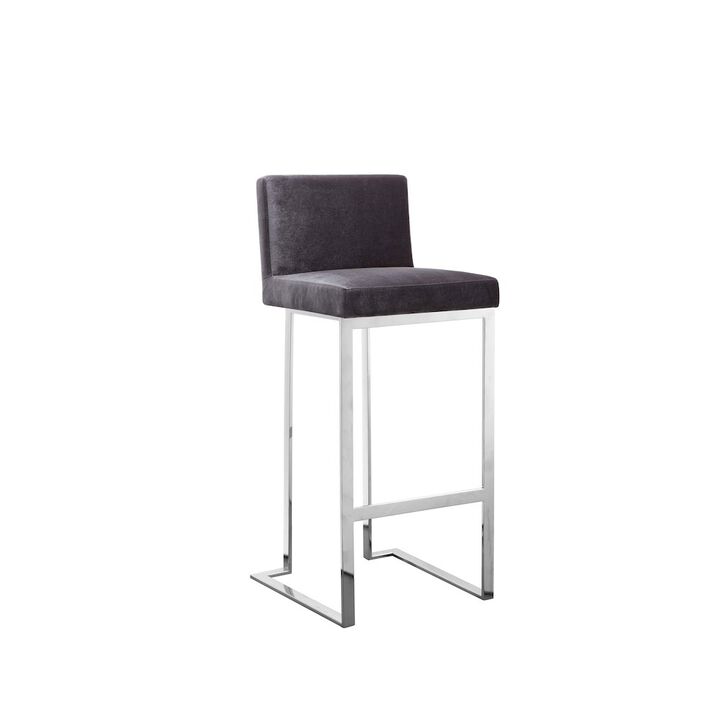 Pangea Home Dexter Bar Stool Velvet Gray