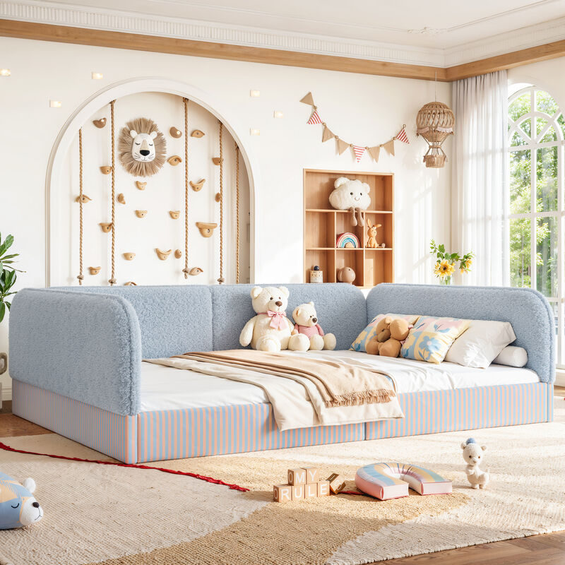 Vosang Teddy Boucl&eacute; Upholstered Kids Daybed Frame image number 3