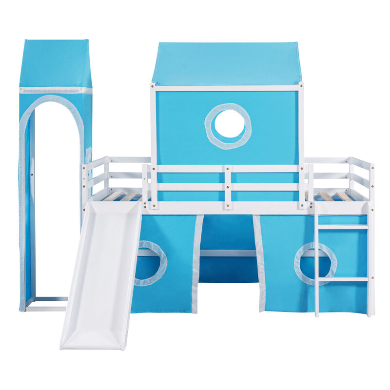 Twin Size Bunk Bed With Slide Tent And Tower image number 0
