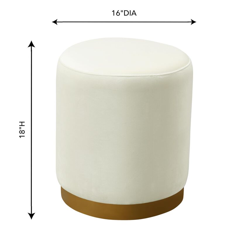 Tov Furniture Opal Velvet Ottoman (Cream) image number 2