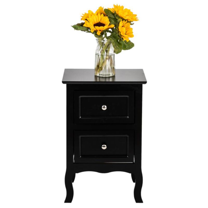 Country Style Two-Tier Nightstand, Large Bedside Table with Storage Shelves image number 2