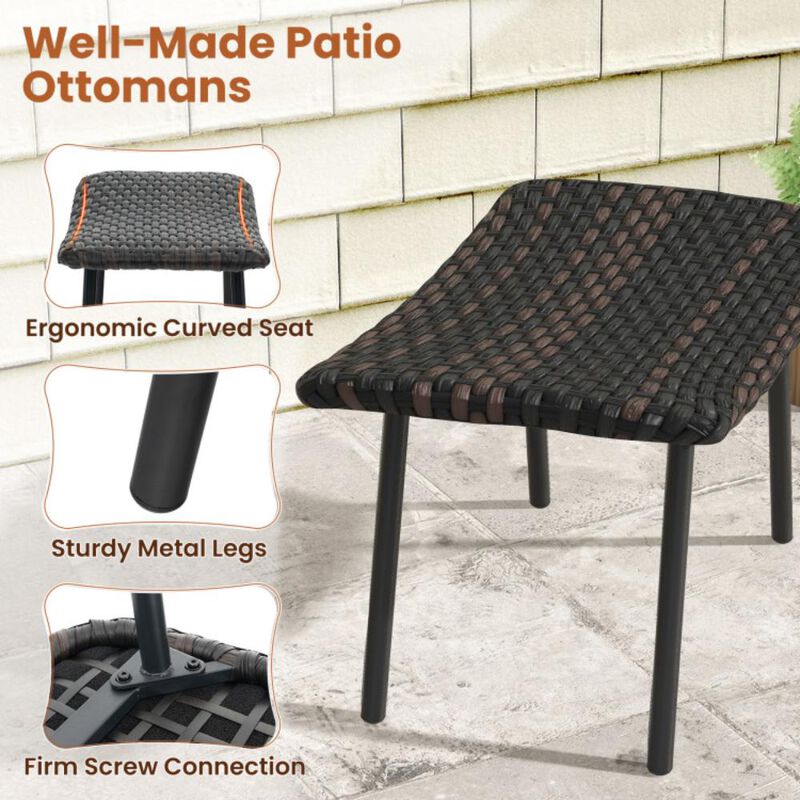 Hivvago All Weather Outdoor Ottomans Set Patio Footrest Seats Set with Sturdy Metal Legs