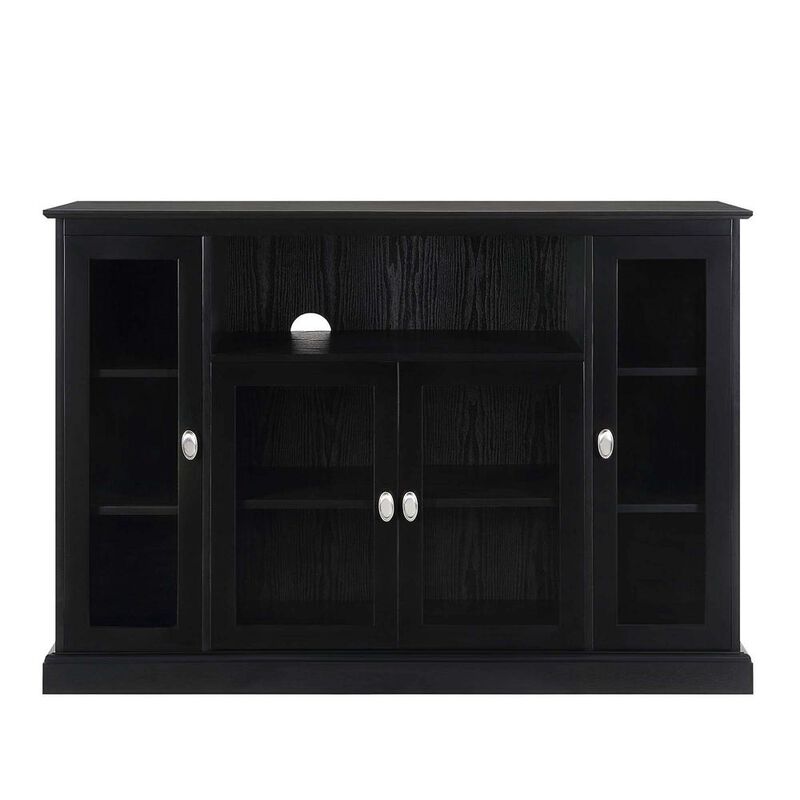 Convenience Concepts Summit Highboy TV Stand with Storage Cabinets and Shelves, Black Finish