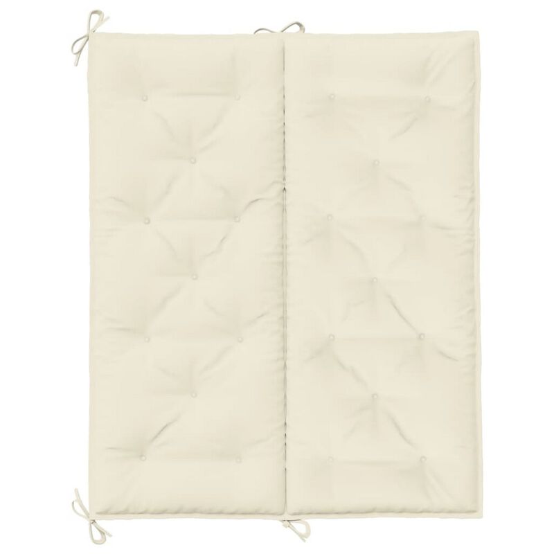 Claire 2pc Outdoor Cushion for Bench, Tufted White Oxford Fabric - Benzara