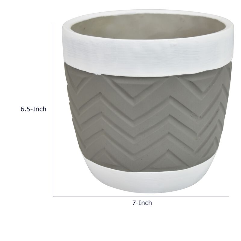 Decorative Planter, Chevron Design, Gray and White 7 Inch Terracotta image number 7